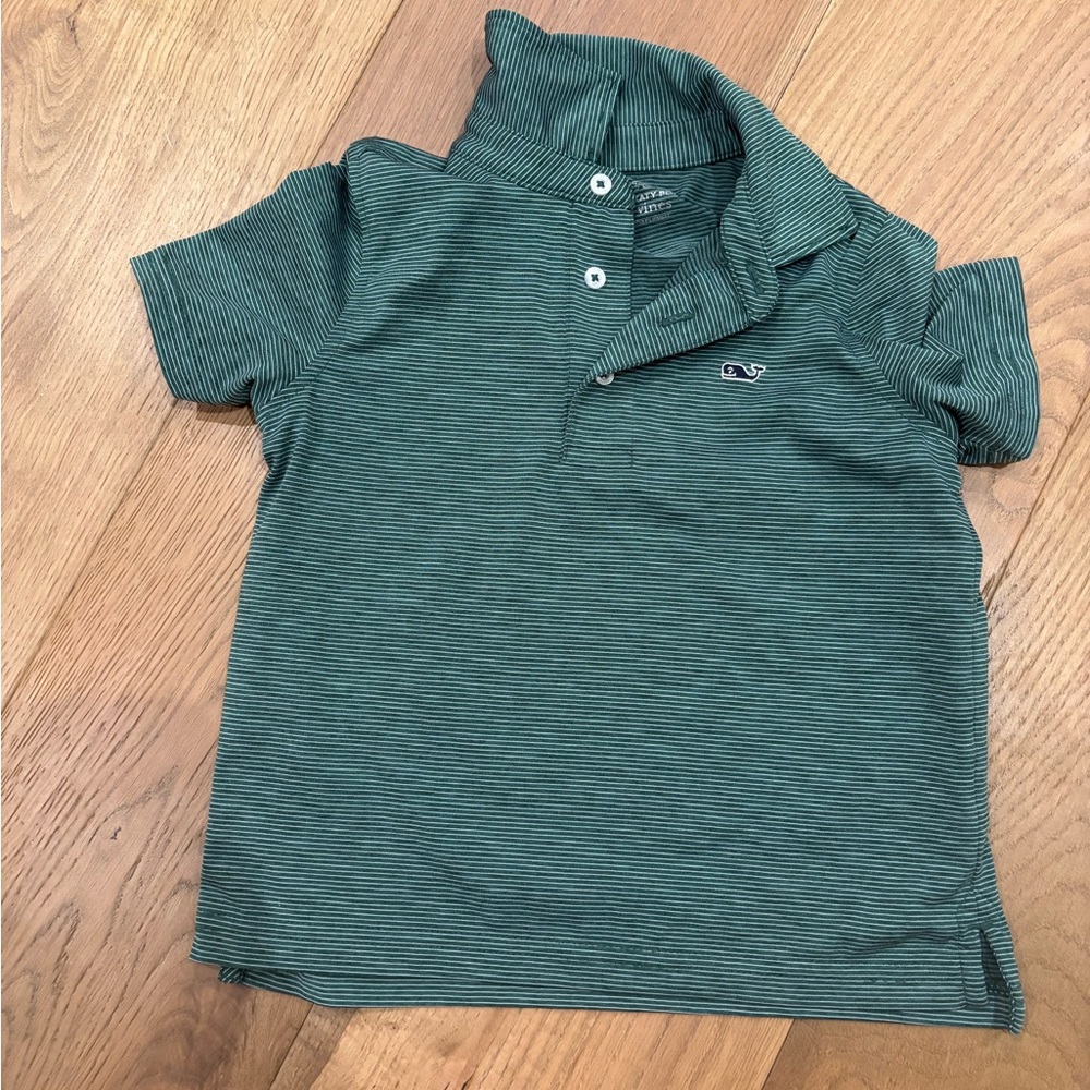 Vineyard Vines Kids Polo in Green Stripes